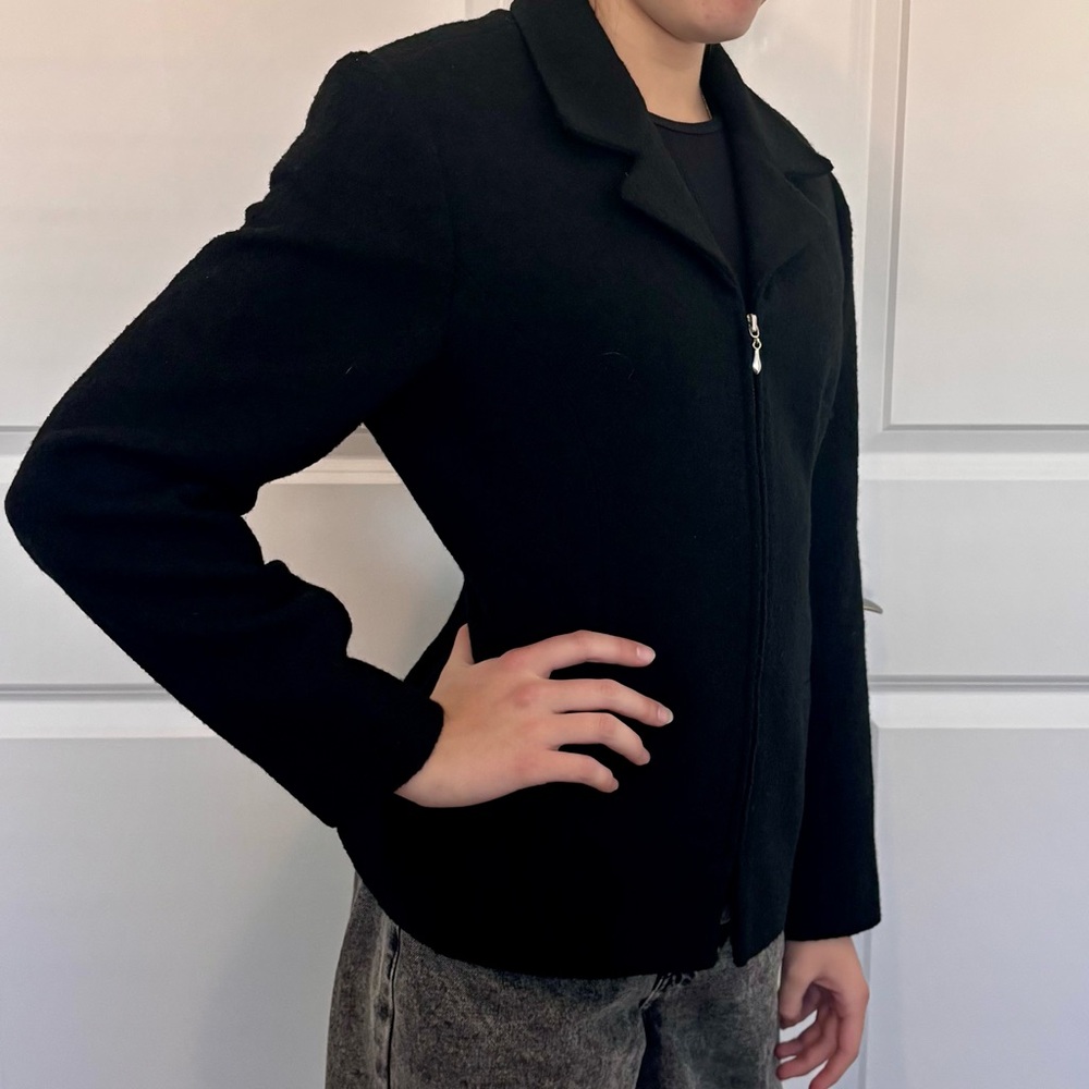 Vintage Black Isabel Ardee Zippered Wool Blazer